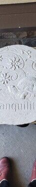 White Decorative Garden Stone Plaque - 'Tranquility' Floral Turtle Design